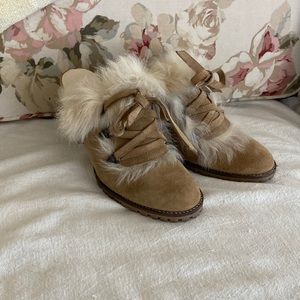 Coach Kristy Suede Shearling Mules with Heels Sz 7.5B